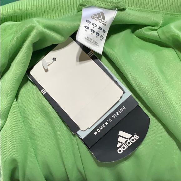 Adidas 3 Stripes Zip Up Jacket Lime Grn/wht NWT M - Picture 7 of 8